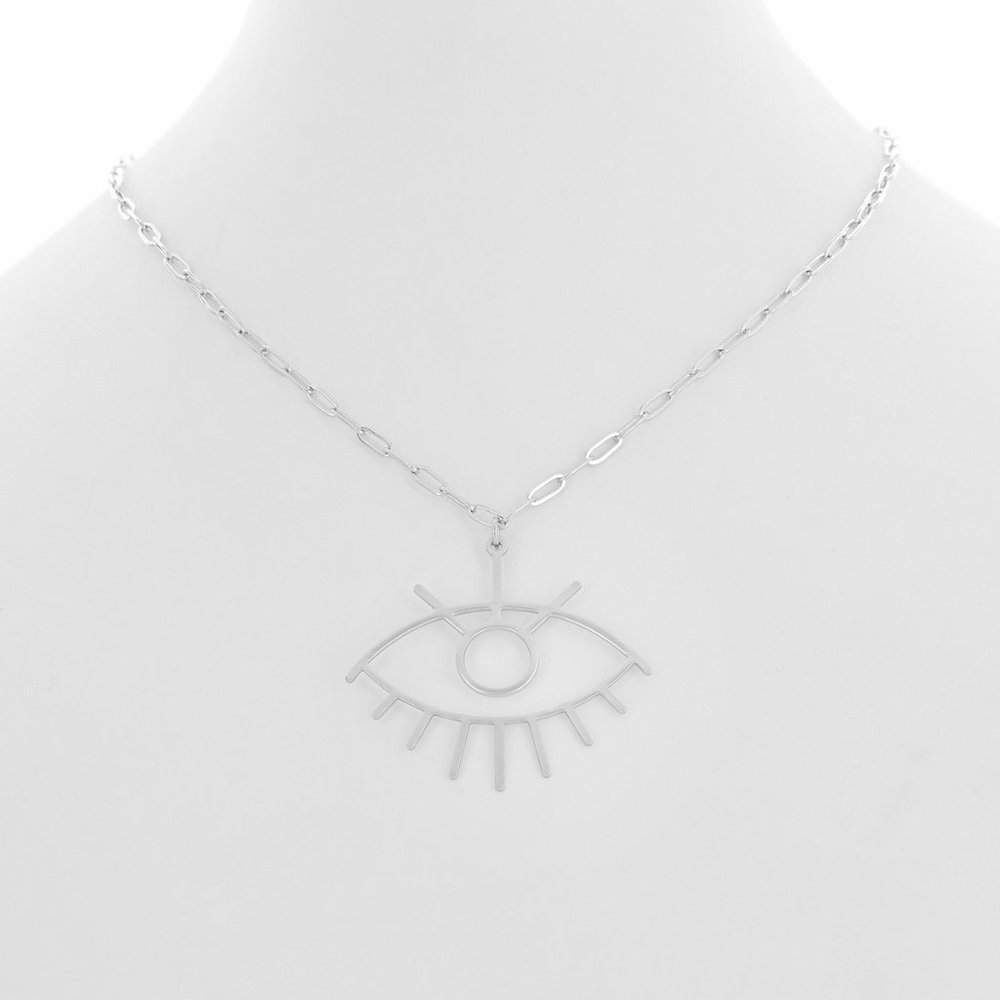 SOLD -  New Chic Paperclip Evil Eye Choker Necklace NWT - Picture 3 of 12